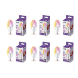 WiZ 40W B12 Color LED Smart Candle-Shaped Bulb - Pack of 6 - E12- Indoor - Connects to Your Existing Wi-Fi - Control with Voice 