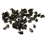 100 Big Antique Copper Fold Style Crimp Tube Bead Tips with Hole for Jewelry