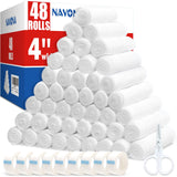 Navona 48 Pack Gauze Rolls Bandages, 4 in x 4.1 Yards, Individually Wrapped Breathable Rolled Gauze, Mummy Wraps, Premium First 