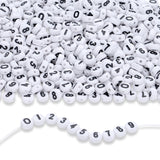 LAIDANLA 1000PCS Acrylic Number Beads Black Number White Round Bead 7 4mm for Jewelry Bracelets Necklaces Key Chains Making