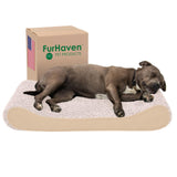 Furhaven Orthopedic Dog Bed for Large/Medium Dogs w/ Removable Washable Cover, For Dogs Up to 38 lbs - Ultra Plush Faux Fur & Su