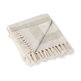 DII Rustic Farmhouse Cotton Cabana Striped Blanket Throw with Fringe, 50 x 60 - Cabana Striped Artichoke