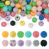 Fashewelry 96pcs Resin Rhinestone Beads 14mm Disco Ball Chunky Round Bubblegum Beads for Beadable Pen Lanyards Keychain Bag Chai