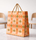 KOSY Paper Gift Bag for Gifting and Return Gifts Eco Friendly Reusable Printed Paper Carry Bag with Burfi Check Designer Pattern