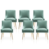 Dining Chairs,Modern Living Room Chairs, Velvet Upholstered Dining Room Chairs with Gold Legs,Tufted Accent Chair Set of 6 for R