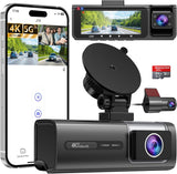 3 Channel 5G WiFi Dash Cam, 4K+1080P+1080P Dash Cam Front and Rear with 64GB Card, Dash Camera for Car with HDR IR Night Vision,