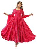 Gosriki Women'S Rayon Blend Anarkali Printed Kurta With Pant & Dupatta (Elegant Pink-Gs_L_Pink_Large),Pink,,B0DD77QPS8