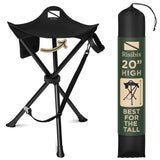 RISIBIX Foldable Tripod Stool - Ultra Portable Seat for Tall People, 20High - Hunting Chair & Hidden Zippered Pocket - 2 lb 