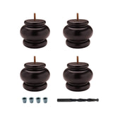 OUTWATER Architectural Products 4 in. H x 4-7/8 in. Dia Espresso Solid Hardwood Round Bun Foot | 4 Pack with 4 Free Insert Nuts 