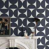 Dimoon 78.7x17.3Peel and Stick Wallpaper Geometric Contact Paper Vintage Navy Blue Beige Wall Paper Removable Square Waterproof 