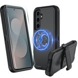 muitq for Samsung Galaxy S25 fe Case, s25 fe Heavy Duty Magnetic case, [Belt Clip Holster] [Compatible with Magsafe] [Shockproof