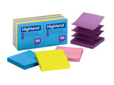 Highland Popup Sticky Notes, 3 x 3 Inches, Assorted Bright Colors, 12 Pack (6549PUB)