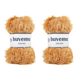 Buvemu Eyelash Fun Fur Yarn 100 Gram (3.53 Ounces) 175 Yards (160 Meters) (Camel - 2 Skeins)