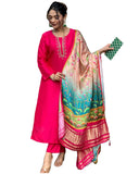 Anni Designer Women'S Rayon Blend Embroidered Straight Kurta With Pant & Dupatta (Ocb Pink_3Xl_Pink_Xxx-Large),Pink,3XL