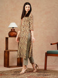 Gosriki Women'S Cotton Blend Straight Printed Kurta With Pant (Gattu Beige-Gs_Xxl_Beige_Xx-Large),Beige,2,B0CSG5S486