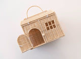 Rool Rattan House Shaped Basket Wicker Small Dollhouse Gift for Girls, Boho Toys, Mouse in a Box House, Little Girl Purse Clutch
