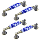 MY MIRONEY 3.78 Holes Center to Center Blue and White Porcelain Drawer Knob Flower Hardware Cabinet Pulls Ceramic Antique Bronze