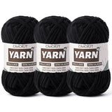 3 Pack Black Fluffy Chunky Chenille Crochet Yarn, Baby Yarn for Crocheting Soft Blanket, Bulky Velvet Yarn (100g/54.8yds Each), 