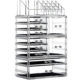 Cq Acrylic 4 Pack Clear Makeup Storage, Stackable 10 Drawer Organizer for Vanity, Jewelry, Hair Clip, Beauty & Skincare Products