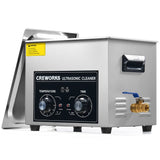 CREWORKS 10L Ultrasound Cleaning Machine with Heater and Timer, 240W Stainless Steel Ultrasonic Washing Machine, 2.6 gal Profess