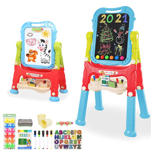 Mojitodon Easel for Kids,Rotatable Double Sided Adjustable Standing Art Easel with Painting Accessories for Toddlers Boys and Gi
