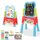 Mojitodon Easel for Kids,Rotatable Double Sided Adjustable Standing Art Easel with Painting Accessories for Toddlers Boys and Gi