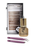 KC Republic Lash Eyebrow Extensions Kit with 1 x Trays of Mink False Eyebrows in Brown Comes on Mixed Length Trays 5-8 Mm Mix, E