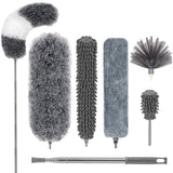 DELUX Microfiber Feather Duster,7 PCS Reusable Bendable Washable Cobweb Duster with 100 inches Extra Long Extension Pole for Cle