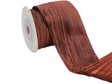 Coffee Wrinkled Wired Satin Ribbons 2inch 10 Yards Wide Silk-Like Crinkled Woven Ribbons Gift Wrapping Pleated Trim Ribbon for C