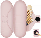 DivaDwell Depot Silicone Makeup Brush Holder with Cleaning Pad - Travel Brush Organizer Case, Magnetic Closure Waterproof Cosmet