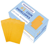 Homrelaxy #1 800 Pcs Small Coin Envelopes 2.25 x 3.5 with Gummed Flap, Yellow Kraft Mini Envelopes for Storing Keys, Stamps, See