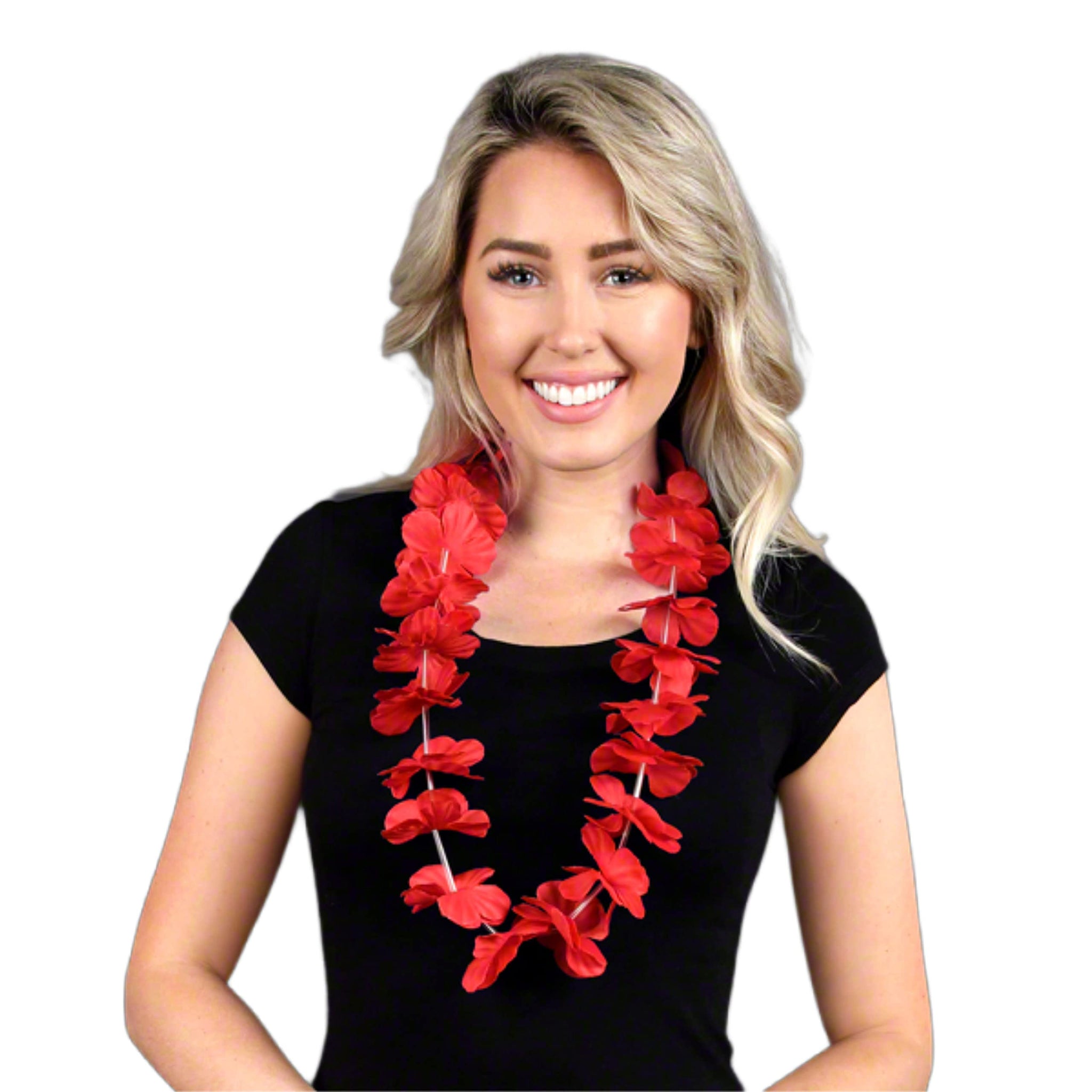 Blinkee Hawaiian Flower Lei Necklace Red
