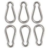 Performore 6 Pack of 2 1/4 Inches Stainless Steel Safety Spring Snap Hook Carabiner, Multi-Purpose Heavy Duty Stainless Steel Ca