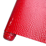 HYANG Red Glossy Embossed Crocodile Texture PU Faux Leather Roll 11.8 x 53 Very Suitable for Making Crafts, Leather Earrings, Di