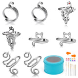 FOUSNOW 8 Pcs Crochet Ring, Adjustable Crochet Ring for Finger, Tension Rings Cat Yarn Guide Yarn Knitting Thimble, Faster Knitt