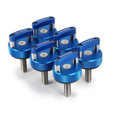 ROCKWORKX Blue Billet Aluminum JKU Hard Top Quick Removal Fastener Thumb Screw, Integrated D Ring