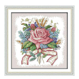 Ujeavette Flower Cross Stitch Kit Diy Needlework Stamped For Beginners 35 35Cm 11Ct
