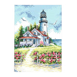 Ecomistiq Stamped Stitch Kits Patterns Embroidery Needlepoint Kit Seaside LighthouseCrafts Needlecrafts & Yarn Embroidery