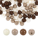 HARFINGTON 100pcs Khaki Acrylic Round Beads 8mm Dia 1.9mm Hole Plastic Resin Smooth Balls Loose Bead for Jewelry Making Bracelet