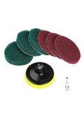 Drill Powered Scrub Pads Set, 4 Inch HeavyDuty Cleaning Pads for Cordless Drill, for Tile, Bathtub, Sink & Grill, with Holder &