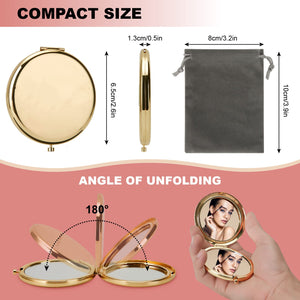 HREW MIHAGUTY Magnifying Compact Mirror for Purses with 2 x 1x Magnification, Folding Mini Pocket Double Sided Travel Makeup Mir