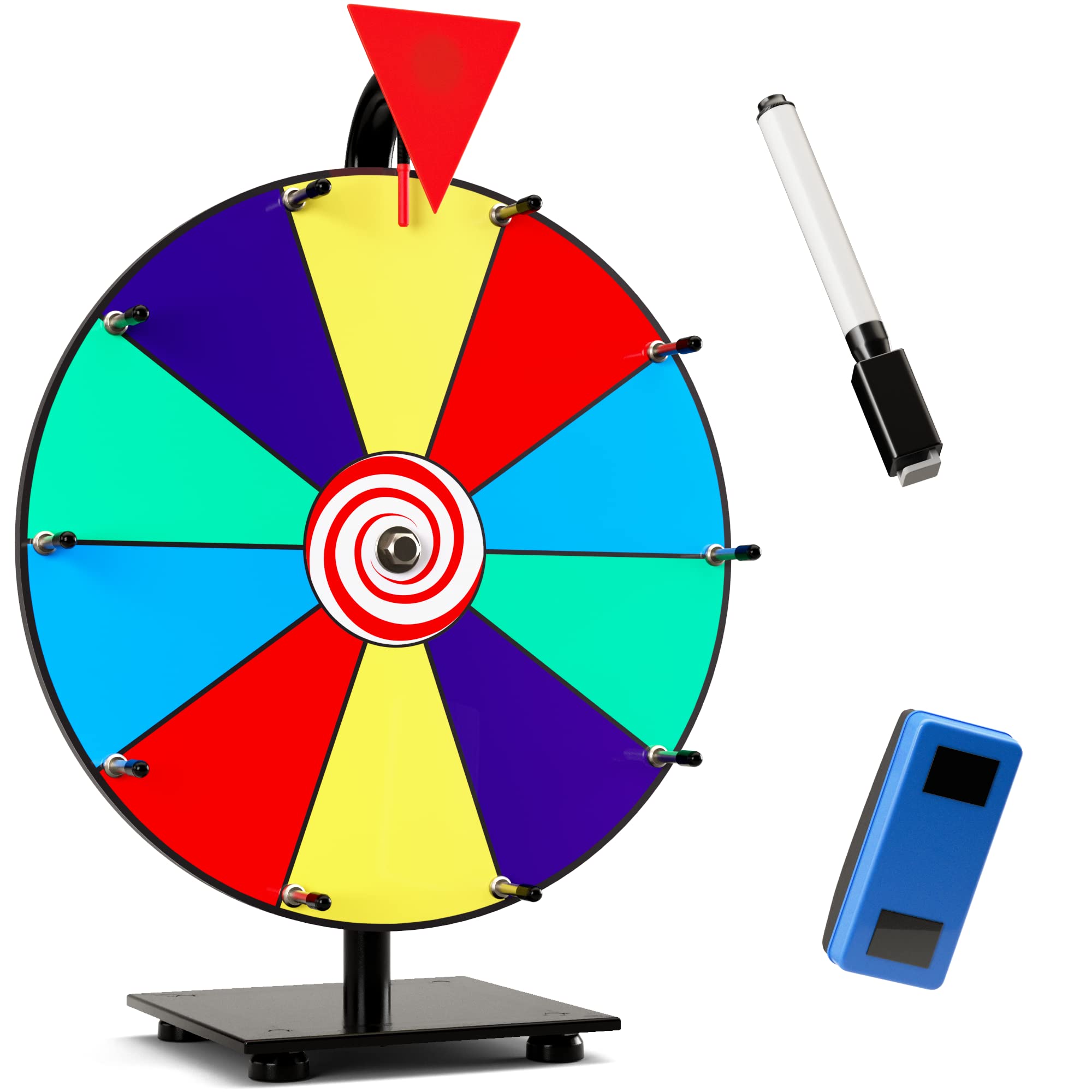12 Inch Heavy Duty Spinning Prize Wheel - 10 Slots color Tabletop Roulette Spinner Wheel of Fortune - Spin The Wheel with Dry Er