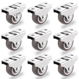 8Pcs 1-1/4 Inch Mini Rigid Caster Wheels, Small Low Profile Rubber Rolling Wheels with Steel Top Plate, Little Casters Wheels fo