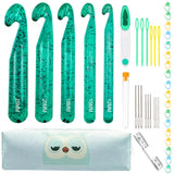43 Pcs Large Crochet Hooks Set,12mm 15mm 18mm 20mm 25mm Large Crochet Hooks for Chunky Yarn,Plastic Crystal Smooth Big Crochet N