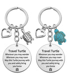 Vihaanta 2Pcs Turtle Keychain, Travel Keychain For Daily Use And Gift Giving, Stainless Steel Heart Pendant Set With Silver And 