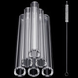 FoldTier 6 Pcs Borosilicate Glass Tube 12mm OD 2mm Thick Glass Blowing Tubes with Cleaning Brush (Clear,6 Inch)