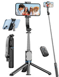 Selfie Stick, 41'' Extendable Phone Tripod Stand with Phone Holder & Detachable Remote, 360 Rotation Selfie Stick Tripod for Cel