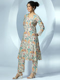 Libas Womens Printed Silk Blend Co-Ord Set For Women Off White S 49014