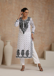 Gosriki Women'S Rayon Blend Straight Printed & Embroidered Kurta (Panaya-White-Vks04-Gs_L_White_Large),White,,B0DD763KVH