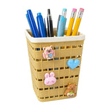 FunBlast Plastic Pen Stand, Kawaii Design, Desktop Stationary Organizer for Study Table, School & Office, 11.5 x 9 x 9 cm (Light